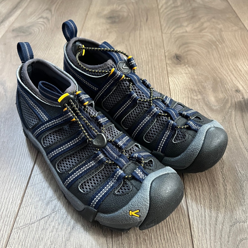 Keen Waterproof Hiking Sandals Blue Grey Bungee Lace Outdoor Shoes Womens 7.5